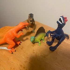 Set of Colorful Dinosaur Toys